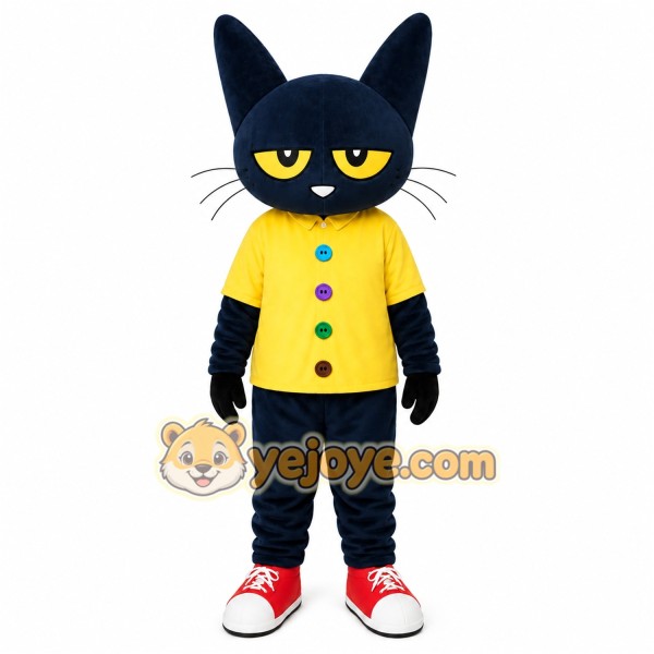 Black Cat Yellow Shirt Mascot Costume