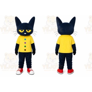 Black Cat Yellow Shirt Mascot Costume
