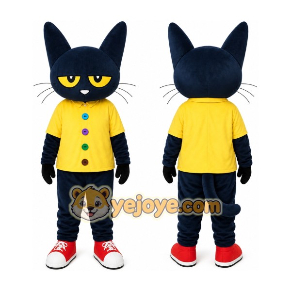 Black Cat Yellow Shirt Mascot Costume