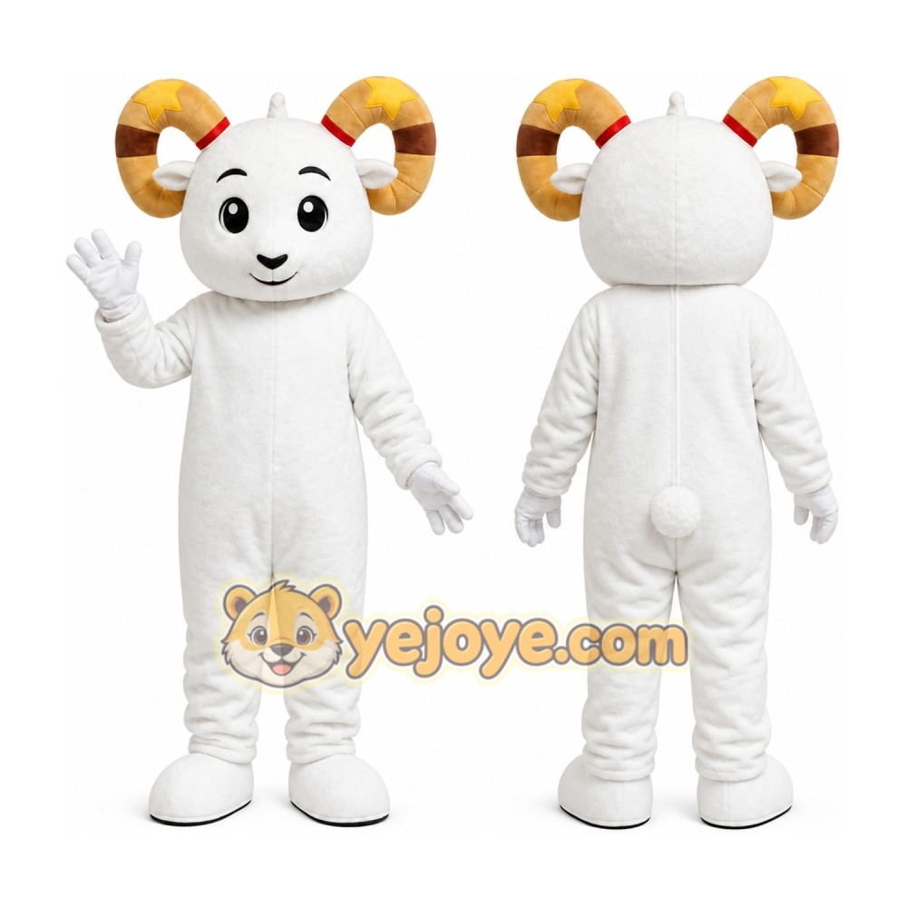 White Ram Mascot Costume White Ram Mascot Costume