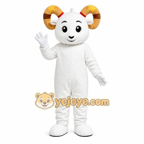 White Ram Mascot Costume White Ram Mascot Costume