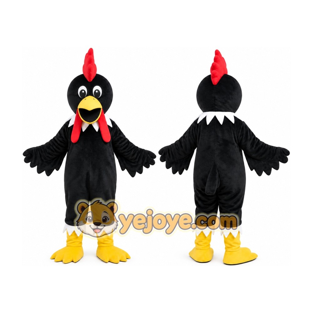 Black Rooster Mascot Costume Black Rooster Mascot Costume