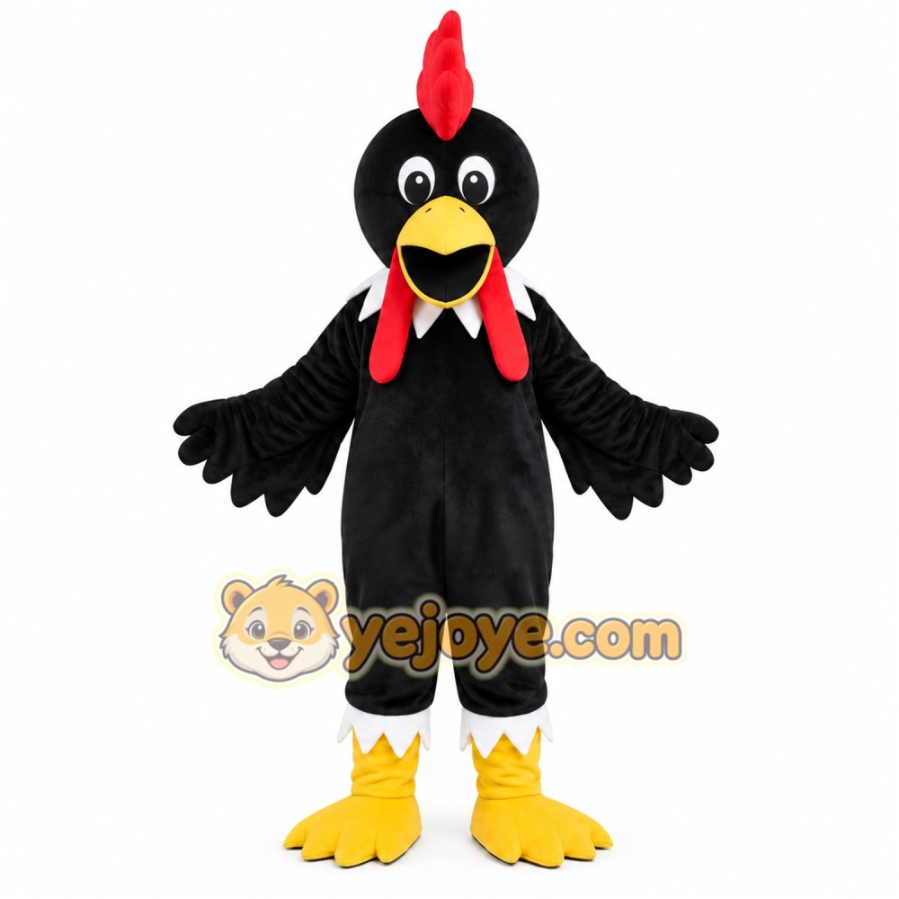 Black Rooster Mascot Costume Black Rooster Mascot Costume