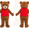 Brown Bear Red Shirt Mascot Costume