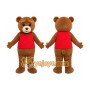 Brown Bear Red Shirt Mascot Costume