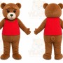 Brown Bear Red Shirt Mascot Costume