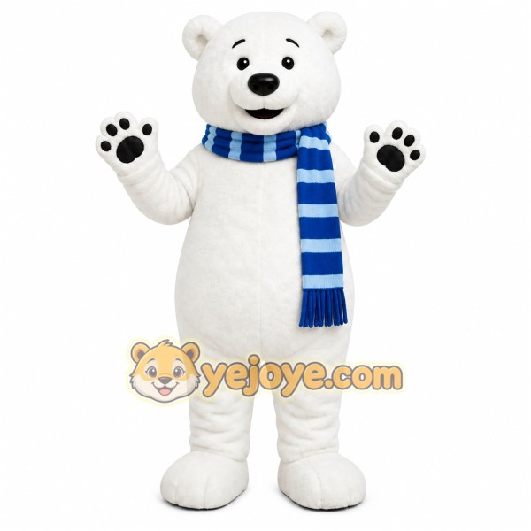 White Bear Scarf Mascot Costume