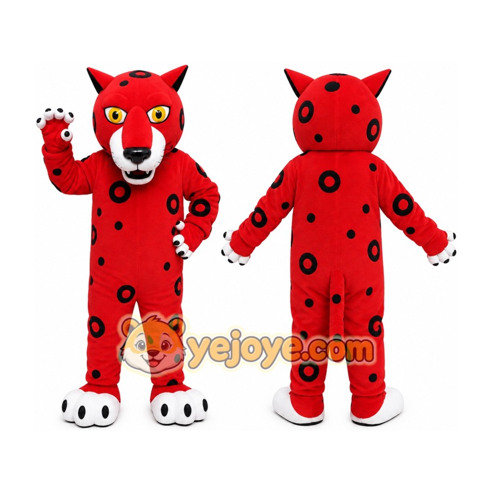 Red Leopard Mascot Costume Red Leopard Mascot Costume