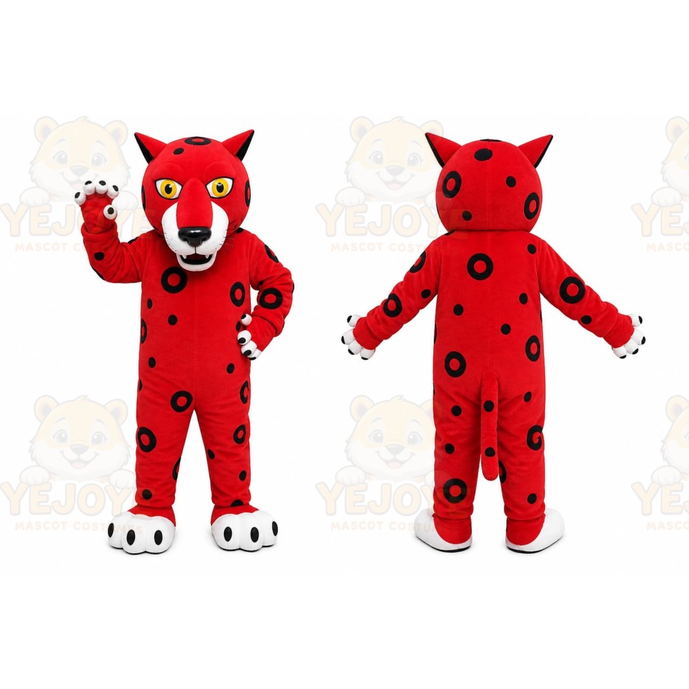 Red Leopard Mascot Costume