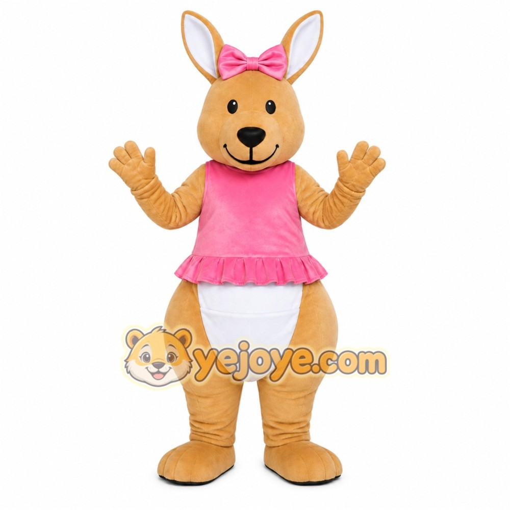 Kangaroo Mascot Costume in Pink Dress