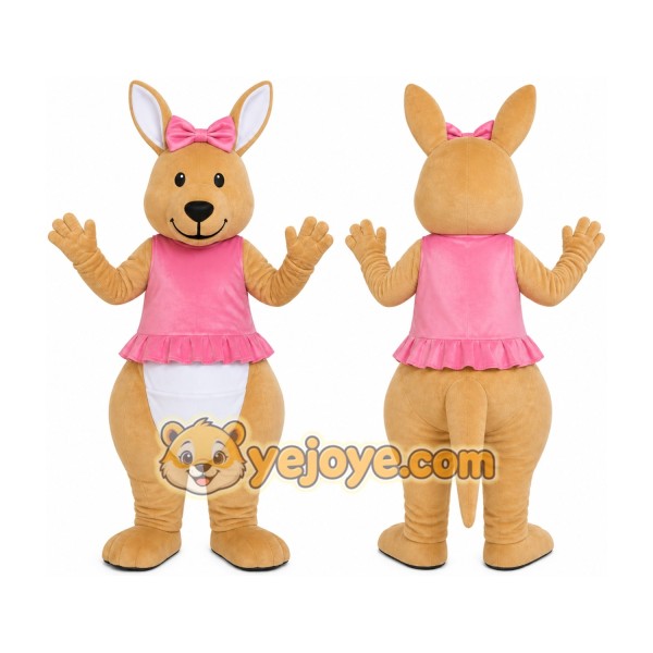 Kangaroo Mascot Costume in Pink Dress