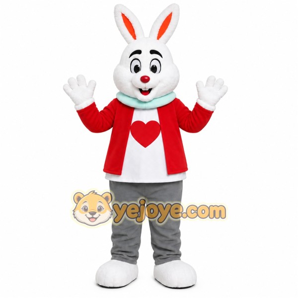 White Rabbit Red Shirt Mascot Costume White Rabbit Red Shirt Mascot Costume
