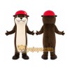 Brown Otter Mascot Costume with Red Cap Brown Otter Mascot Costume with Red Cap
