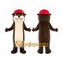 Brown Otter Mascot Costume with Red Cap