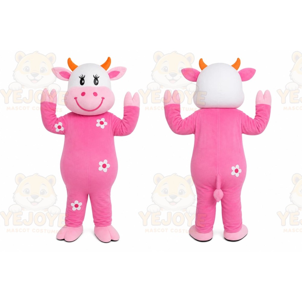 Pink Cow Mascot Costume