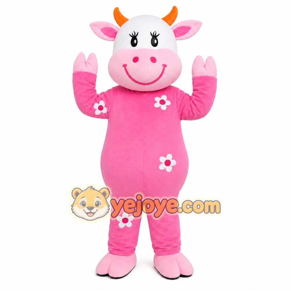 Pink Cow Mascot Costume