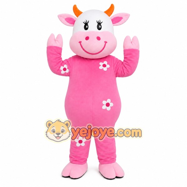 Pink Cow Mascot Costume Pink Cow Mascot Costume