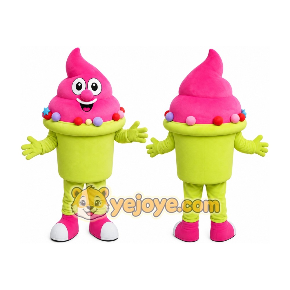 Pink Ice Cream Mascot Costume Pink Ice Cream Mascot Costume