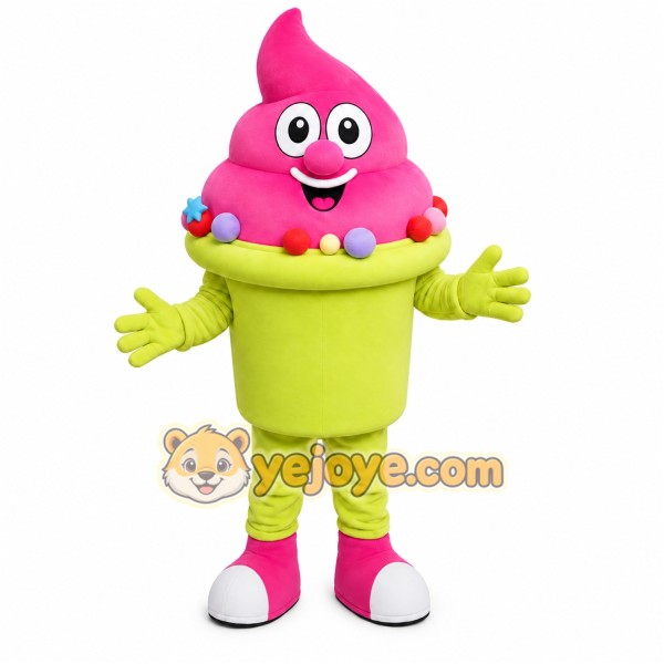 Pink Ice Cream Mascot Costume Pink Ice Cream Mascot Costume