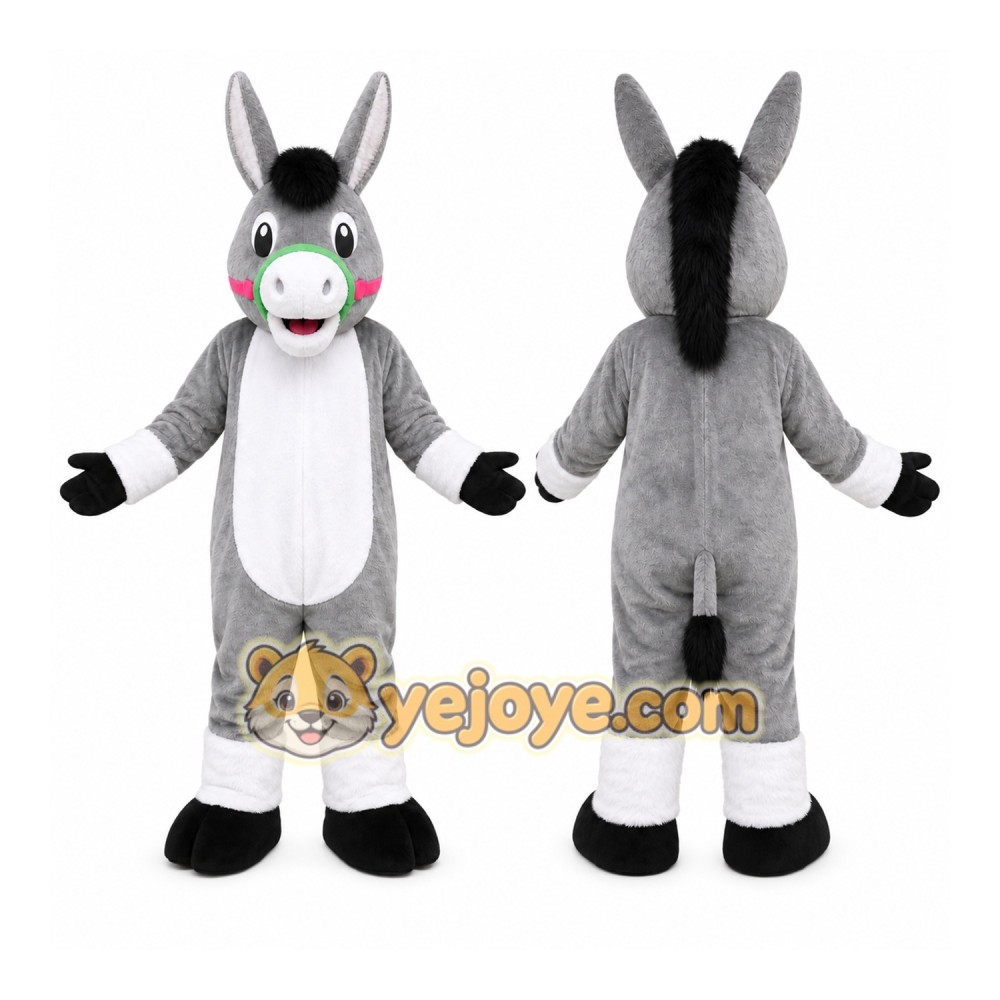 Gray Donkey Mascot Costume Gray Donkey Mascot Costume