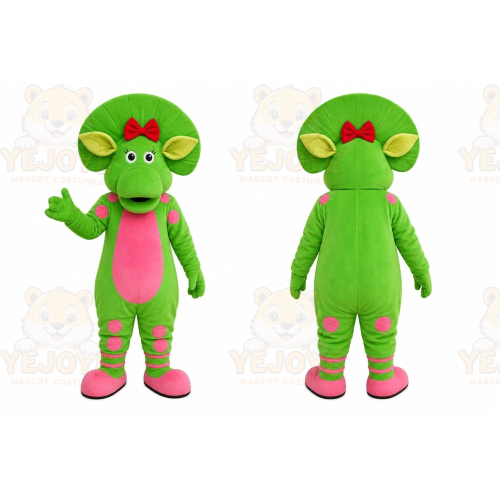 Green Pink Dragon Mascot Costume