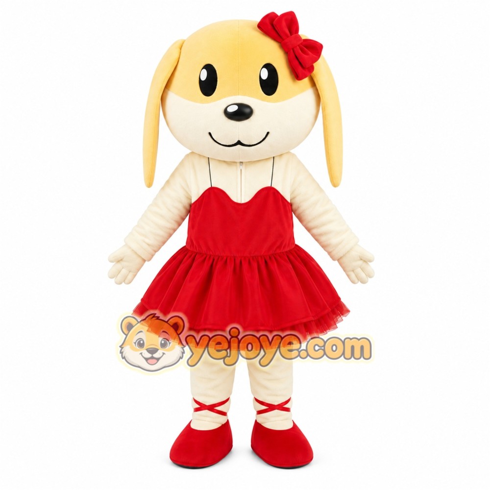 Puppy Mascot Costume in Red Dress