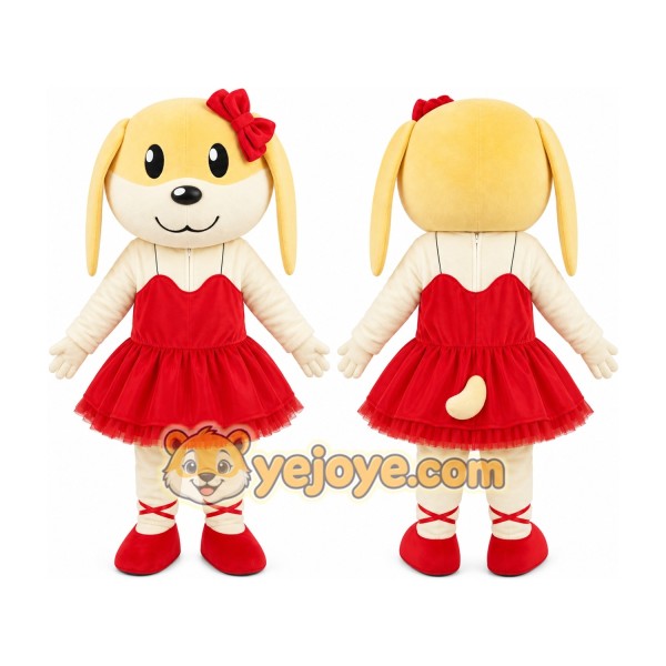 Puppy Mascot Costume in Red Dress
