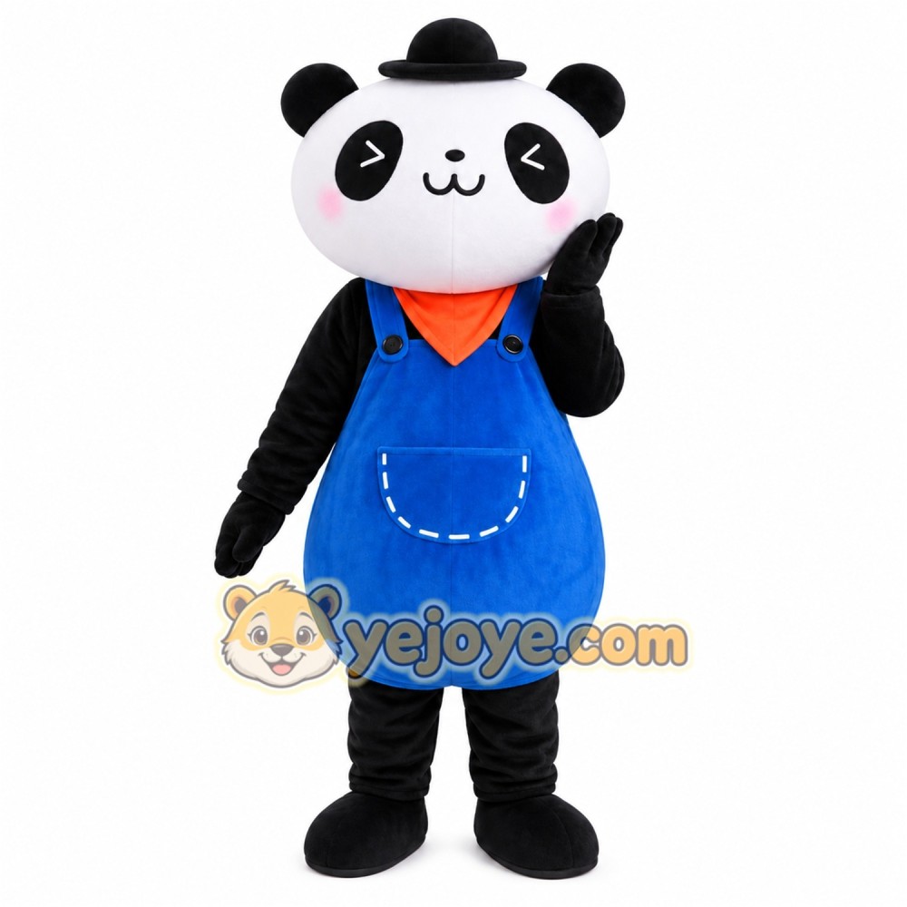 Panda Overalls Mascot Costume Panda Overalls Mascot Costume