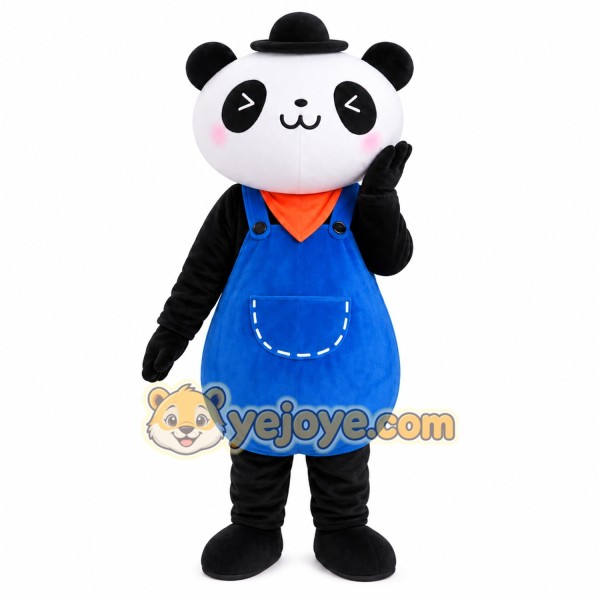 Panda Overalls Mascot Costume Panda Overalls Mascot Costume