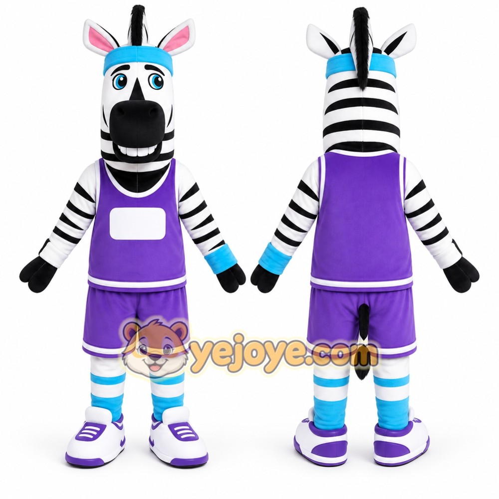 Purple Zebra Mascot Costume Purple Zebra Mascot Costume