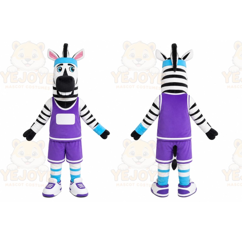Purple Zebra Mascot Costume