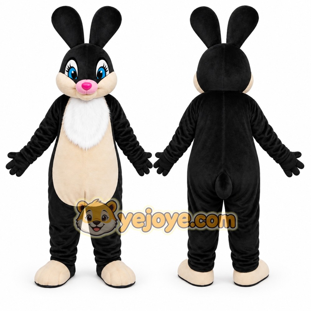 Black Rabbit Mascot Costume Black Rabbit Mascot Costume