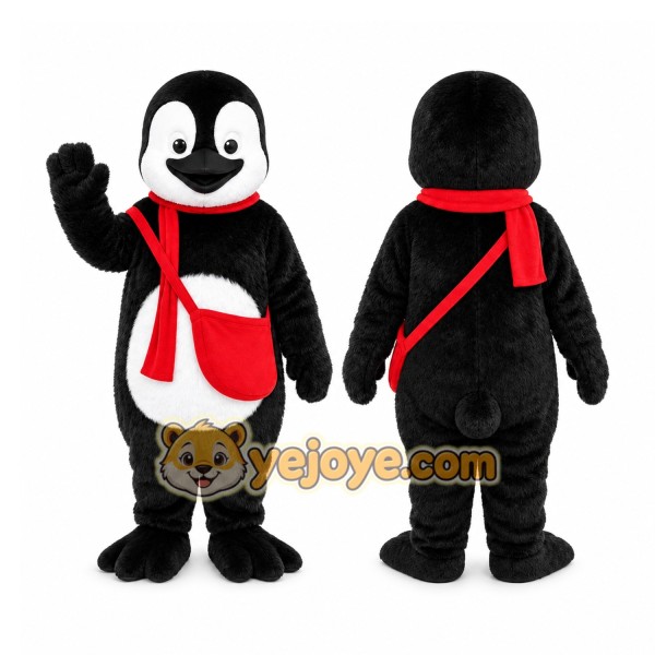 Black Penguin Scarf Mascot Costume