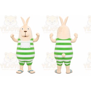 Green Striped Rabbit Mascot Costume