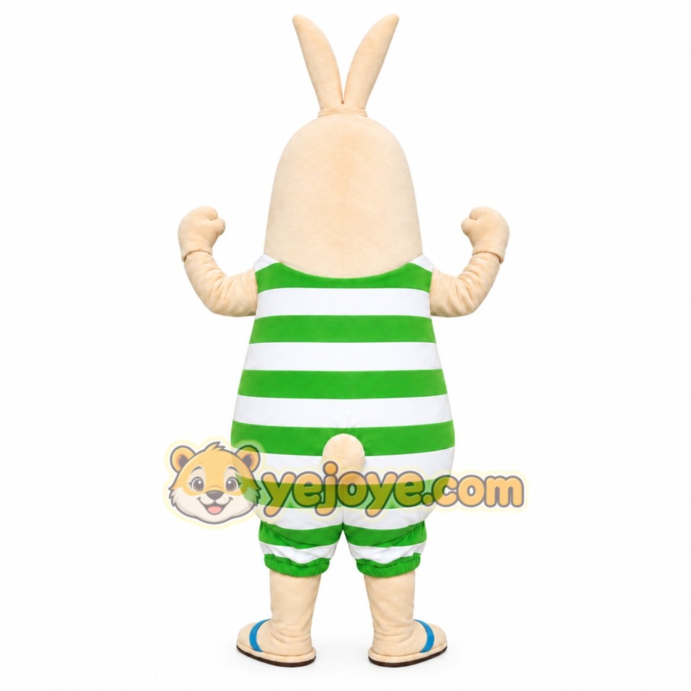 Green Striped Rabbit Mascot Costume
