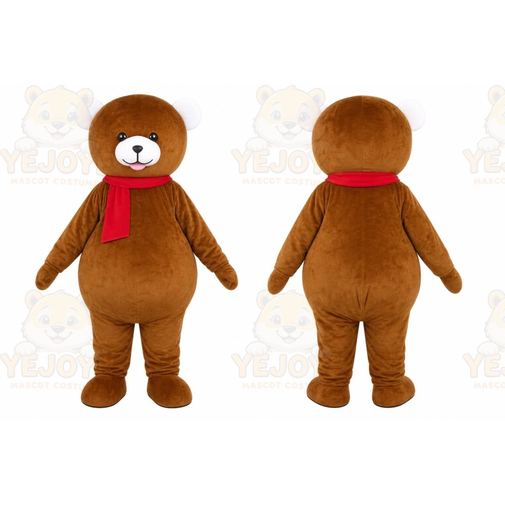 Brown Bear Scarf Mascot Costume