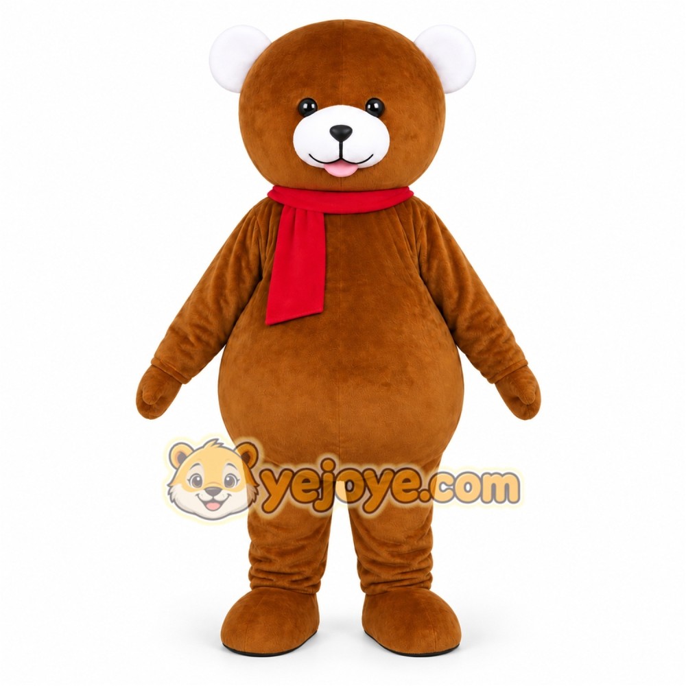 Brown Bear Scarf Mascot Costume Brown Bear Scarf Mascot Costume