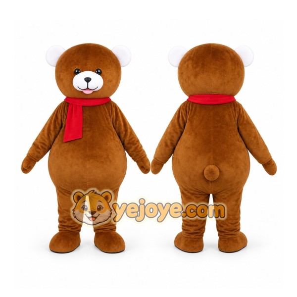 Brown Bear Scarf Mascot Costume