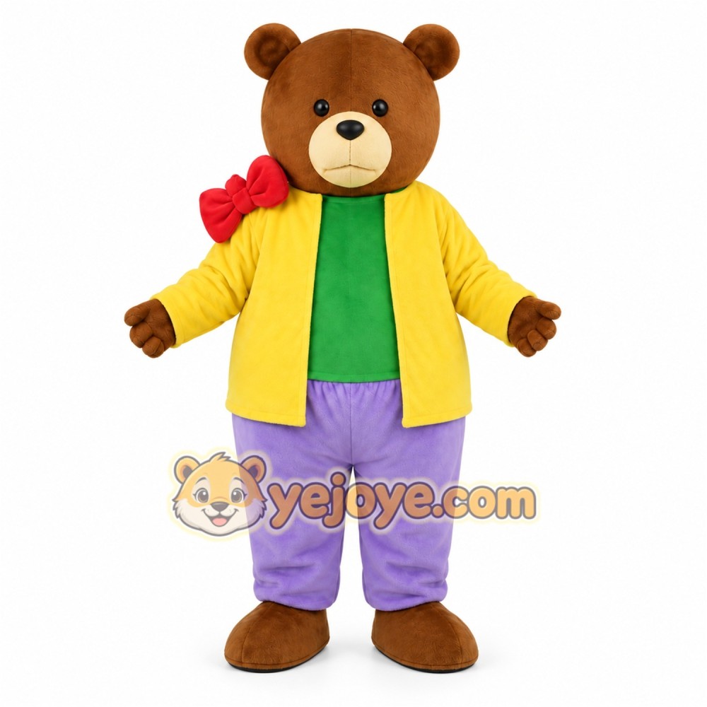 Brown Bear Yellow Coat Mascot Costume Brown Bear Yellow Coat Mascot Costume