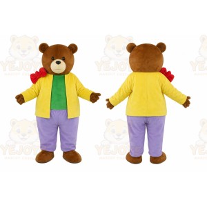 Brown Bear Yellow Coat Mascot Costume