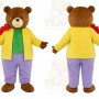 Brown Bear Yellow Coat Mascot Costume