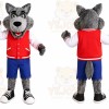 Gray Wolf Red Shirt Mascot Costume