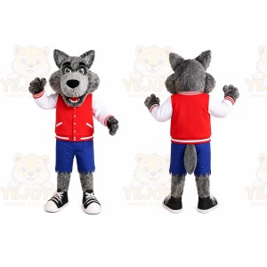Gray Wolf Red Shirt Mascot Costume