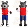 Gray Wolf Red Shirt Mascot Costume
