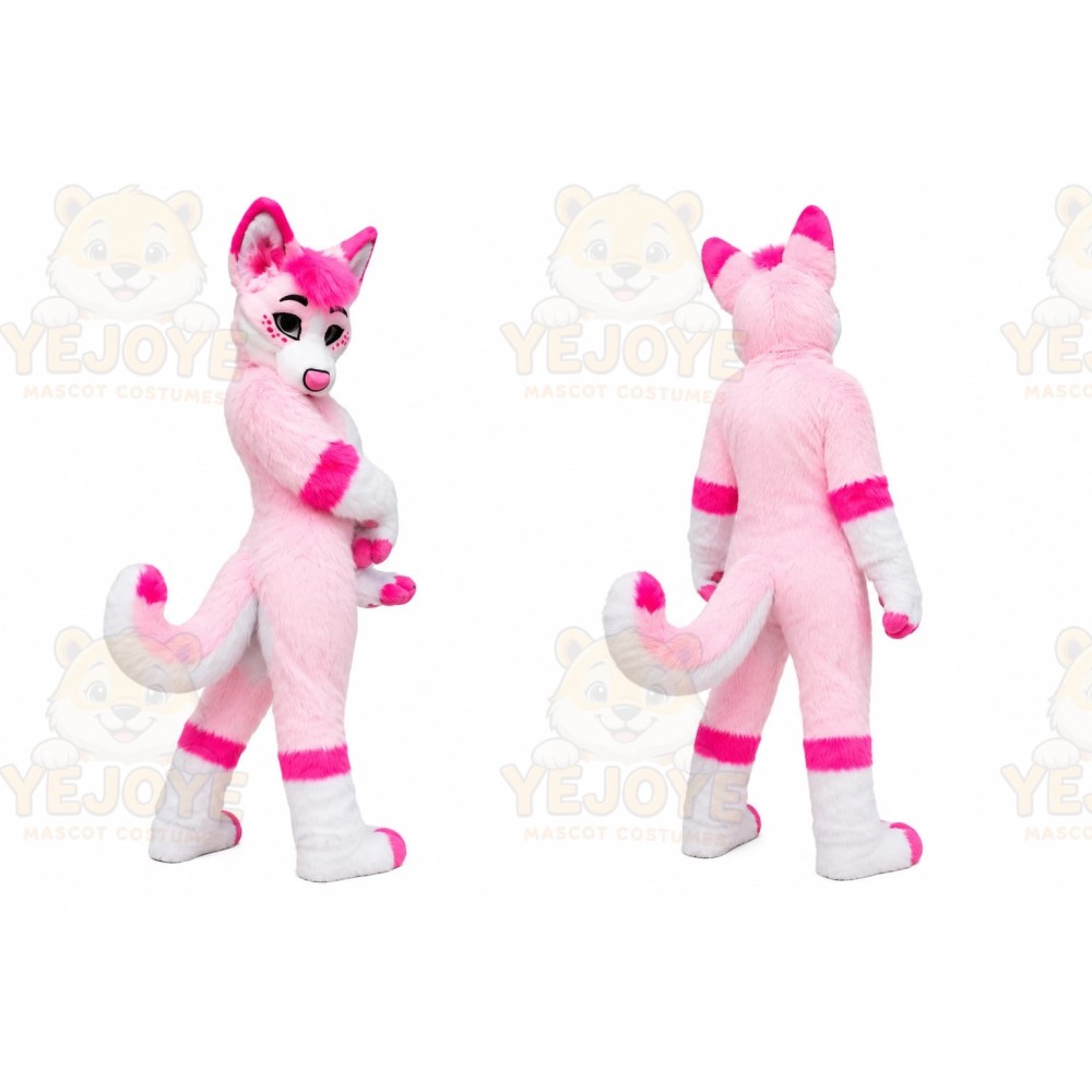 Pink Cat Mascot Costume