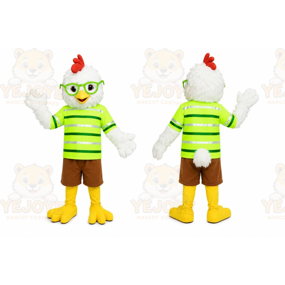 Green Rooster Mascot Costume