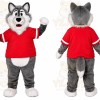 Gray Wolf Red Shirt Mascot Costume