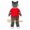 Gray Wolf Red Shirt Mascot Costume Gray Wolf Red Shirt Mascot Costume