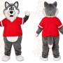 Gray Wolf Red Shirt Mascot Costume