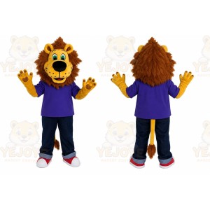 Lion Purple Shirt Mascot Costume